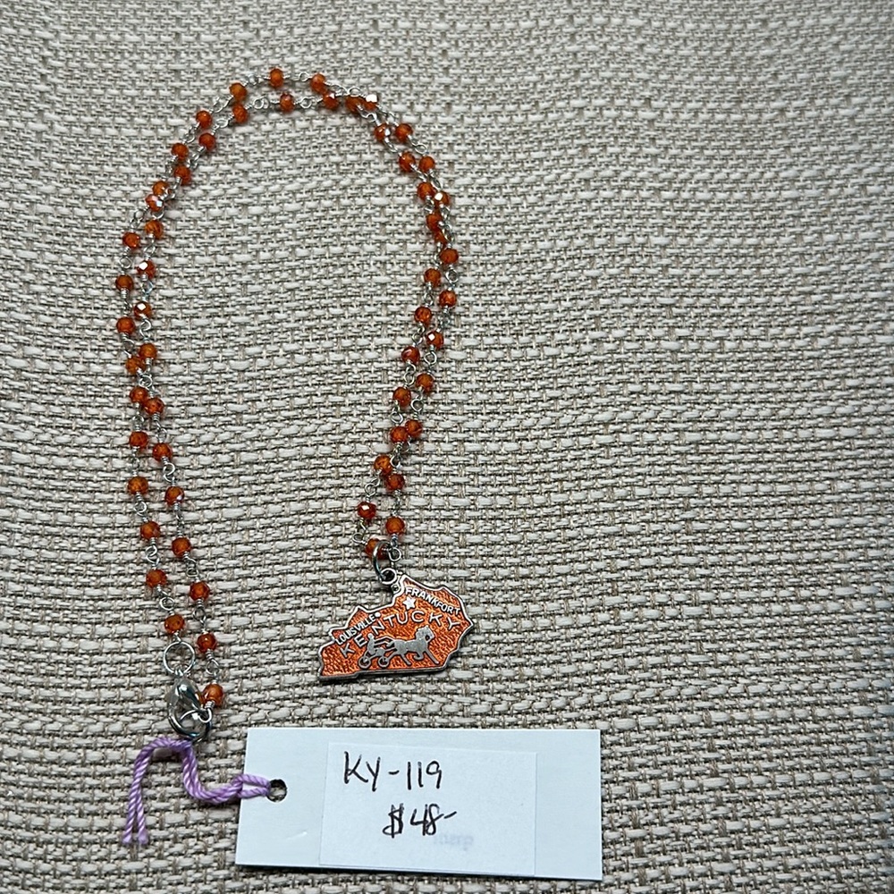 Handmade by Violette Grace State Charm Necklace Kentucky # 119